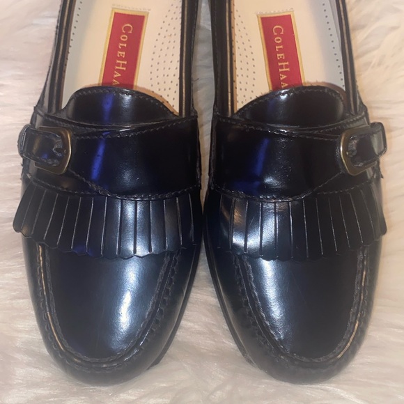 Cole Haan Dress Shoe Men’s Size 8.5 D Loafers Black Leather Buckle Kiltie Monk - Picture 12 of 15